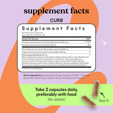 Lemme Curb Cravings, Improve Carb Metabolism, Support Weight Management W/Clinically Studied Chromium Picolinate, Bitter Melon, Ceylon Cinnamon & Greens Blend I Drug-I Vegan