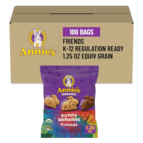 Annie's Organic Bunny Grahams Snack, Chocolate Chip, Chocolate & Honey, 1.25 Oz, 100 Count