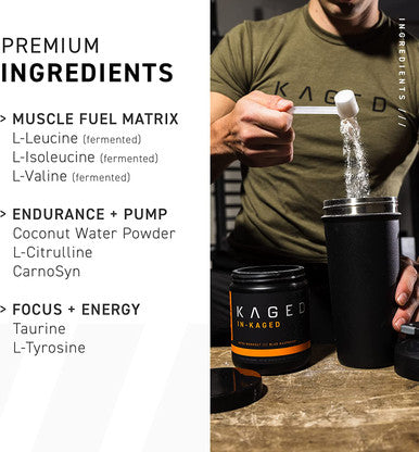 Intra workout BCAA Powder, Kaged Muscle IN-KAGED Intra Workout Drink, Amino Energy Drink for Weights & Cardio; Intra Workout Powder to Boost Performance & Endurance While You Exercise; Watermelon