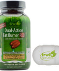 Irwin Naturals Dual Action Fat Burner Red Supplement With Nitric Oxide Booster - 75 Liquid Soft-Gels - Bundle With A Pill Case