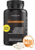 Livingood Daily Magnesium Supplement with Magnesium Glycinate Citrate Malate Oxide Aspartate Amino Acid Complex and Chicory Root for Heart Health Sleep and Muscle Support 300mg 60 Capsules
