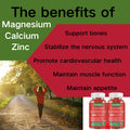 High Absorption Calcium Magnesium Zinc Gummies, Sugar Calcium Magnesium Zinc Supplement With D3 Bone & Teeth Strength Muscle & Nerve Function Vegan Raspberry Flavor 2 Pack