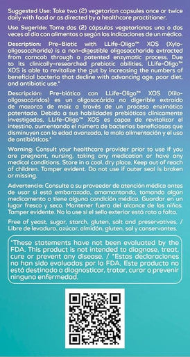 Bio Nutrition Inc Pre-Biotic Fiber - Llife-Oligo - 1400 Mg - 60 Vegetarian Capsules - Gluten Free - Improves Gut Health - Clinically Tested By