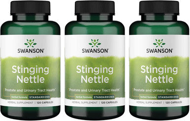 Swanson Stinging Nettles - Herbal Supplement Prostate Health & Urinary Tract Support - Natural Formula Supporting Respiratory Health & Fluid Balance - (120 Capsules) 3 Pack