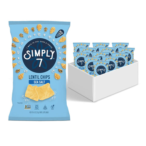 Simply 7 Lentil Chips Sea Salt 4ounce Bags (Pack of 12)