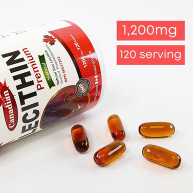 Premium Natural Soy Lecithin Capsules 1200mg [120 Softgels] Immune Support Supplement Rich in Phospholipids, Liver & Kidney Function Support, Sourced and Made In Canada by Nutridom
