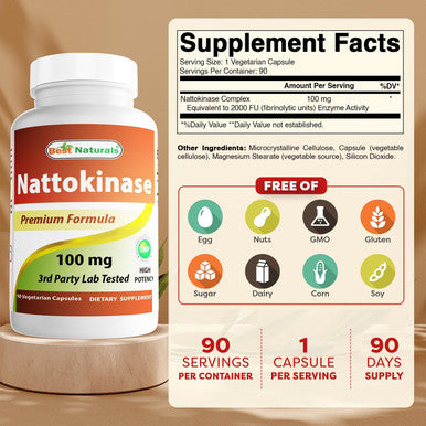 Best Naturals Nattokinase 2000 Fu 100 Mg 90 Vegetarian Capsules
