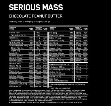 Optimum Nutrition Serious Mass Chocolate Peanut Butter 6 Lbs.