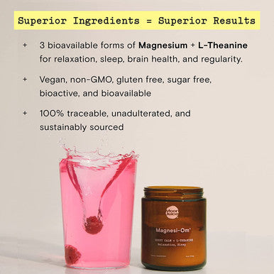 Magnesi-Om by Moon Juice | Magnesium Powder Supplement for Natural Calm, Sleep & Regularity | Magnesium Acetyl Taurinate, Magnesium Gluconate, Magnesium Citrate, L-Theanine | Sugar Free Berry Flavor