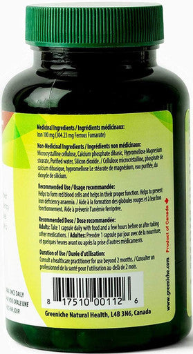 Greeniche VEG-IRON 60 Capsule High Absorption Iron Supplement For Women & Men