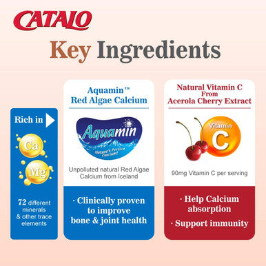 CATALO Vegetarian Calcium Formula Support Healthy Pregnancy Fetal Development and Immunity with Plant Calcium and Acerola Cherry Extract 90 Vegetarian Tablets