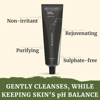 Masaroo Organic Face Wash: Hydrating Foaming Cleanser - Aloe Vera Cleanser With Vitamin C E - Gentle Face Wash For Sensitive Skin & All Skins - Anti Aging Daily Facial Wash - 125g
