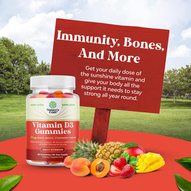 Natures Craft Bundle of Multivitamin Gummies for Women & Men and Vitamin D3 Immune Support Gummies - with Perfect Blend of Vitamin A C D E B 12 & Zinc Biotin - for Bone Strength Heart Health
