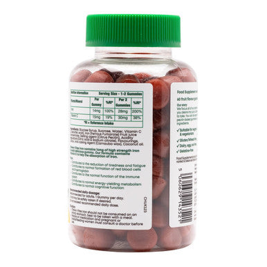 Chewy Vites Adult High Strength Iron 60 Vitamin Gummies 14mg Ferrous Fumerate Iron Gummies with Vitamin C 2 Months Supply Real Fruit Juice Vegan Peach Flavour