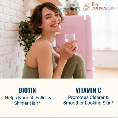 Live Conscious Beyond Collagen Multi Collagen Capsules - Types I, Ii, Iii, V & X Hydrolyzed Blend With Biotin & Vitamin C For Hair, Skin, Nails 90 Capsules (2-Pack)