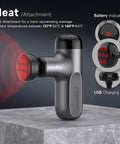 Mini Massage Gun With Heat, Deep Tissue Massage Gun, Portable Percussion Muscle Massager With 4 Massage Heads For Athletes