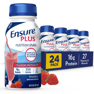 Ensure Original Dark Chocolate Nutrition Shake | Meal Replacement Shake | 24 Pack & Plus Nutrition Shake With 16 Grams Of Protein Meal Replacement Shakes Strawberry