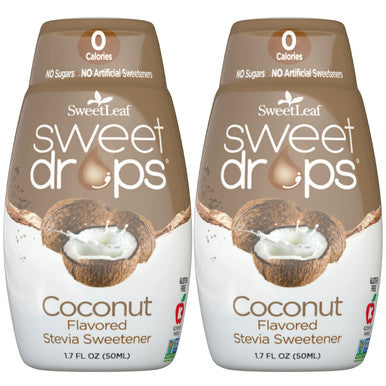Sweetleaf Sweet Drops Coconut Stevia Liquid Sweetener - Flavor Foods Keto Coffee with Sugar Zero Calorie Non-Glycemic Response Stevia Drops 1.7 Fl Oz Ea (Pack of 2)