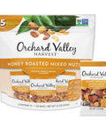 Orchard Valley Harvest Honey Roasted Mixed Nuts, 1 Ounce Bags (Pack of 15), Almonds, Peanuts, Pecans, and Cashews, Gluten Free, Non-GMO, No Artificial Ingredients