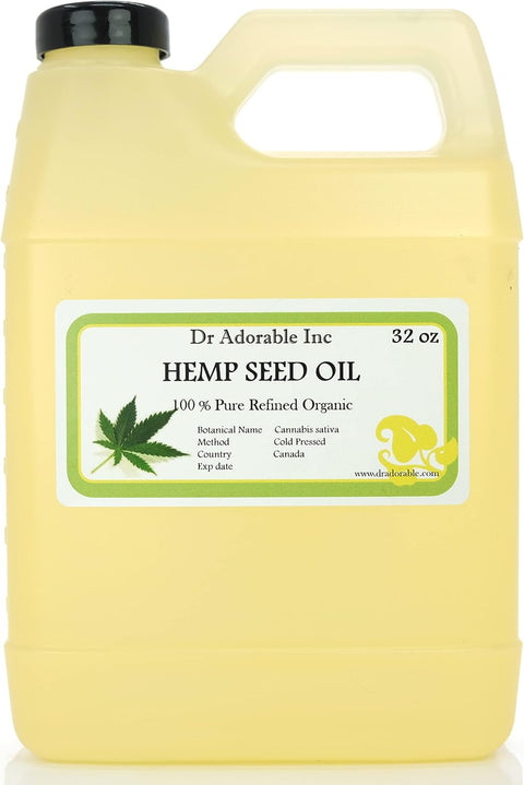 Dr Adorable - 32 oz - Hemp Seed Oil Refined - Pure Cold Pressed Organic