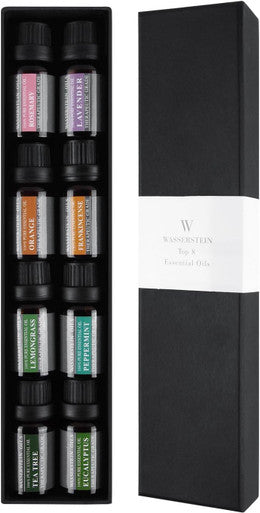 Aromatherapy Oils 100% Pure Basic Essential Oil Gift Set by Wasserstein (Top 8, 10ml)