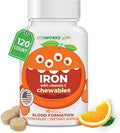 Kids Iron 10mg with Vitamin C 50mg Chewable Tablets Tasty Natural Flavored Vegan Vegetarian GMOFree Nut Dietary Iron Supplement Blood Formation for Children 120 Chewables