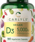 Carlyle Vitamin D3 5000 Iu | 180 Capsules | Vegan, Non-Gmo, And Gluten Free Formula | Vitamin D Supplement