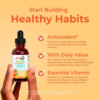Maryruth Organics Toddler Vitamin C Drops | USDA Organic Vitamin C Liquid Drops for Toddler | Ages 1-3 Years | Vitamin for Immune Support & Overall Health | Vegan | Non-GMO | Gluten | 30 Servings