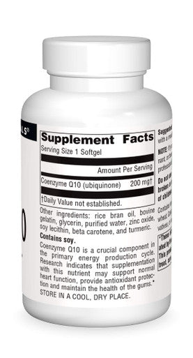 Source Q10 Antioxidant Support 200 mg For Heart, Brain, Immunity, & Liver Support - 60 Softgels