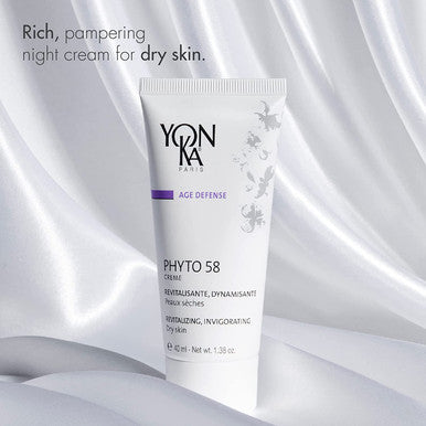 Yon-Ka Phyto 58 PS Night Cream (40ml) Anti-Aging Vitamin E Face Moisturizer for Dry Skin, Anti-Wrinkle Night Treatment to Reduce Pores and Revitalize Skin