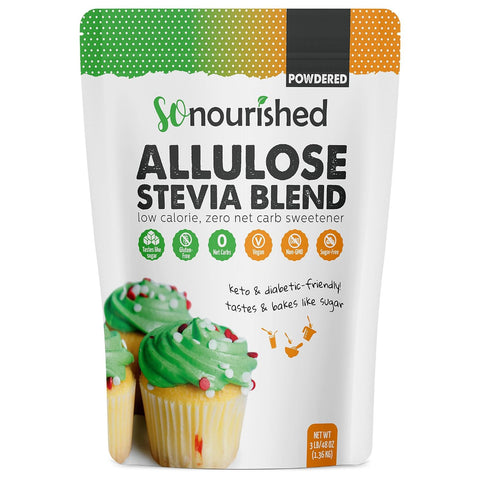 So Nourished Stevia with Allulose Sweetener Powdered 1: 1 Sugar Substitute Keto 0 Calorie 0 Net Carb NonGMO (5 lb / 80 oz)