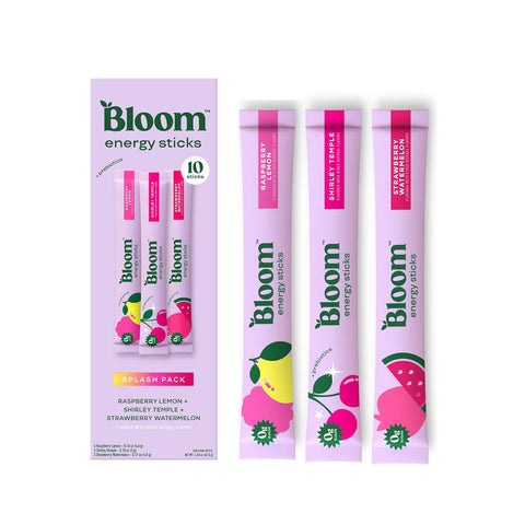 Bloom Nutrition Energy Drink Powder Packets, Sugar Free Energy Drink Mix with L-Theanine, B Vitamins & Natural Caffeine, On the Go Powder Sticks for Natural Energy, 10 Calories (10 Pouches (Pack of 1), Strawberry Watermelon)
