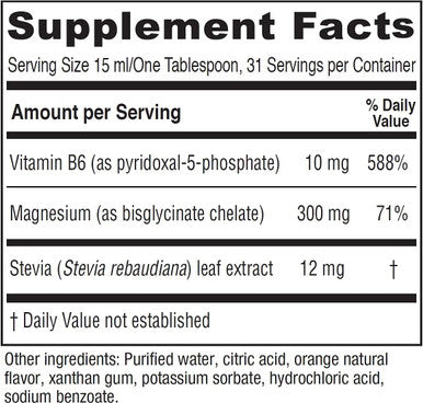 Vitanica Magnesium Tonic Liquid Magnesium Bisglycinate Chelate 300 mg with Vitamin B6 Dr Formulated Supplement Orange Flavor Vegan Gluten and Non-GMO16 fl oz
