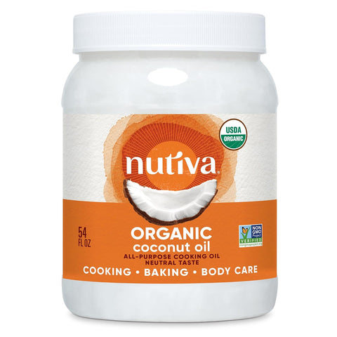 Nutiva Organic Steam-Refined Coconut Oil, 15 Fl Oz, USDA Organic, Non-GMO, Vegan, Keto, Paleo, Neutral Flavor and Aroma for Cooking & Natural Moisturizer for Skin and Hair
