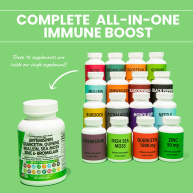 Artemisinin 2500Mg Quercetin 1000Mg Zinc 100Mg Mullein Quinine Supplement With Sea Moss Bromelain Ashwagandha Root Nettle Leaf