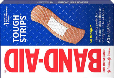 Band-Aid Tough Strips Adhesive Bandages All One Size - 60 Ct, Pack Of 3