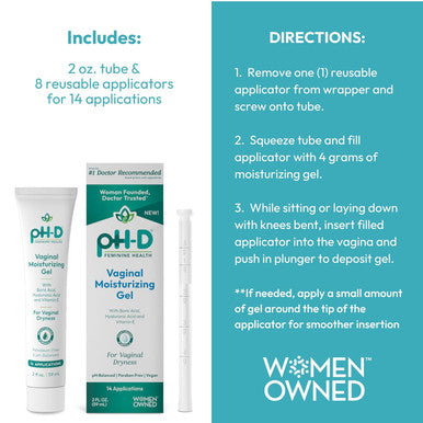 pH-D Feminine Boric Acid Moisturizing Vaginal Gel With Hyaluronic Acid, Vitamin E For Vaginal Dryness By Health, Woman Owned, Paraben-Free, Ph-Balanced, Vegan, 14 Applications, Made In The Usa