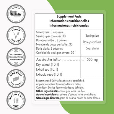 Supersmart Neem Extract 1500 mg Per Day Azadirachta Indica Extract Boost Immune System Anti Inflammatory Supplement NonGMO Gluten Free 90 Vegetarian Capsules