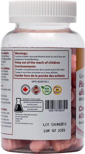 Canvita Halal&Vegan Hair Skin and Nails Gummy All-In-One Epidermis Reviver Nail and Hair Health Support Biotin Folic Acid