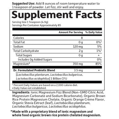 Garden of Life Dr. Formulated Whole Food Magnesium 419.5G Powder - Orange Chelated Non-Gmo Vegan Kosher Gluten & Sugar Free Supplement With Probiotics - Best For Anti-Stress Calm & Regularity