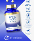 Carlyle Folic Acid 800 Mcg Tablets | 400 Count | Vegetarian, Non-Gmo, Gluten Free