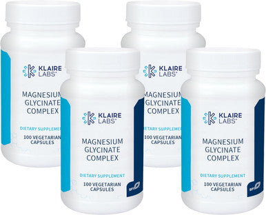 Klaire Labs Magnesium Glycinate Complex - 100 Mg Bisglycinate Chelate Blend - High Absorption - Supports Bone Density And Magnesium Levels - Gluten & Hypoallergenic (100 Capsules) (Pack Of 4)