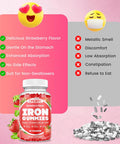 Iron Gummies For Women & Men - Iron Supplement With Vitamin B6, B12, C, Zinc, Folate For Adults & Kids - Support Iron Deficiency, Anemia, Energy Boost, Blood Builder - Sugar Vegan 60Ct Strawberry