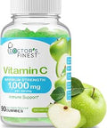 Vitamin C 1000mg Gummies Maximum Strength Vegan GMOFree Gluten Great Taste Natural Sour Apple Flavor Gummy Vitamins Immune Support Dietary Supplement for Adults 90 Gummies