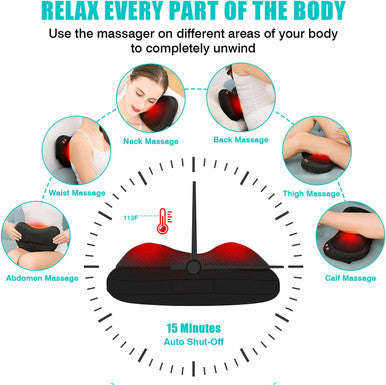 Back Massager, Shiatsu Neck Massager With Heat, Electric Back Massager For Shoulder, Back, Leg, Deep Tissue Kneading Massage To Relief Muscles, Massage Pillow For Mom/Dad/Women/Men