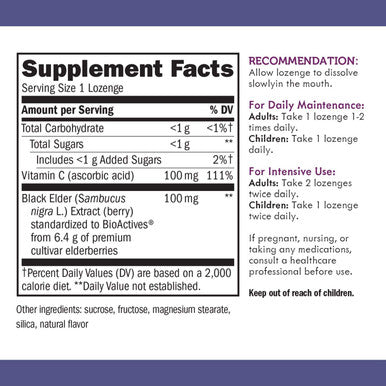 Nature's Way Sambucus Elderberry with Vitamin C Lozenges, Immune Support*, 30 Count