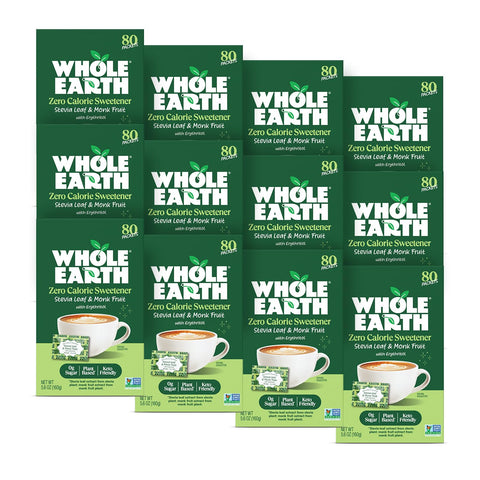 Whole Earth Sweetener Co. Stevia & Monk Fruit Sweetener, Erythritol Sweetener, Stevia Packets, Sugar Substitute, Natural Sweetener, 400 Count