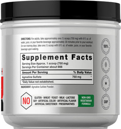 Agmatine Sulfate Powder | 500 Grams | 666 Servings | Unflavored | Pre Workout Supplement | Vegetarian, Non-GMO & Gluten Free | by Horbaach