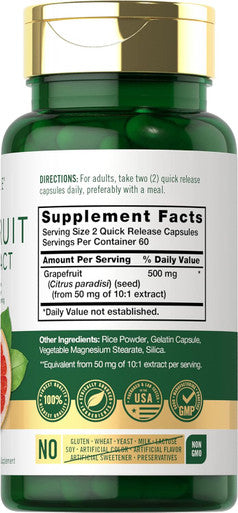 Carlyle Grapefruit Seed Extract | 500 mg 120 Capsules | Maximum Strength | Non-GMO Gluten