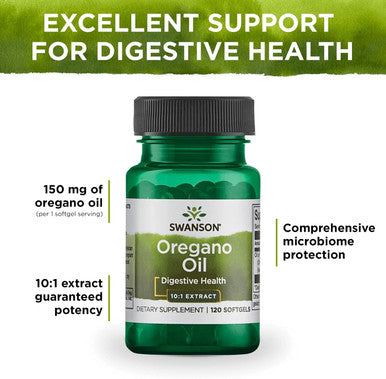 Swanson Oregano Oil 10:1 Extract-Natural Supplement Promoting Digestive Health-Respiratory & Urinary Tract Health Support (120 Softgels 150mg Each)